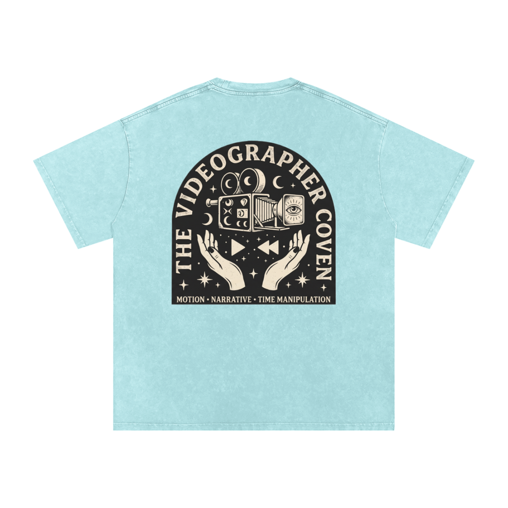 The Videographer Coven | Snow Washed Oversized Cotton T-Shirt