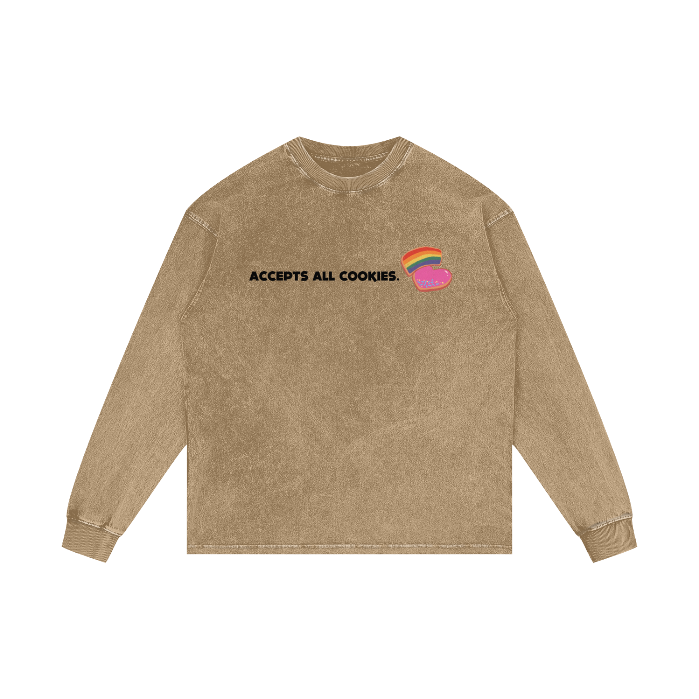 Accepts All Cookies | Acid Wash Oversize Long Sleeve T-Shirt