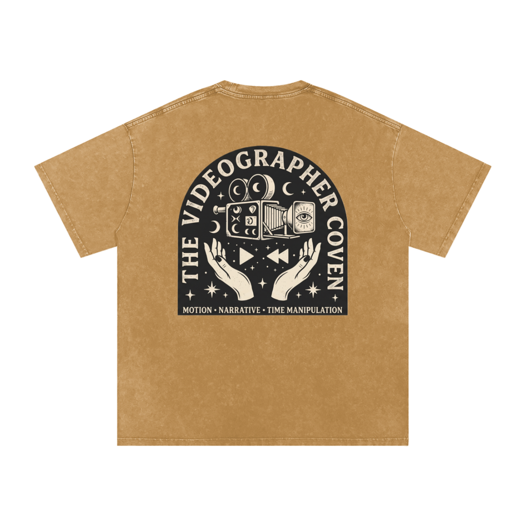 The Videographer Coven | Snow Washed Oversized Cotton T-Shirt