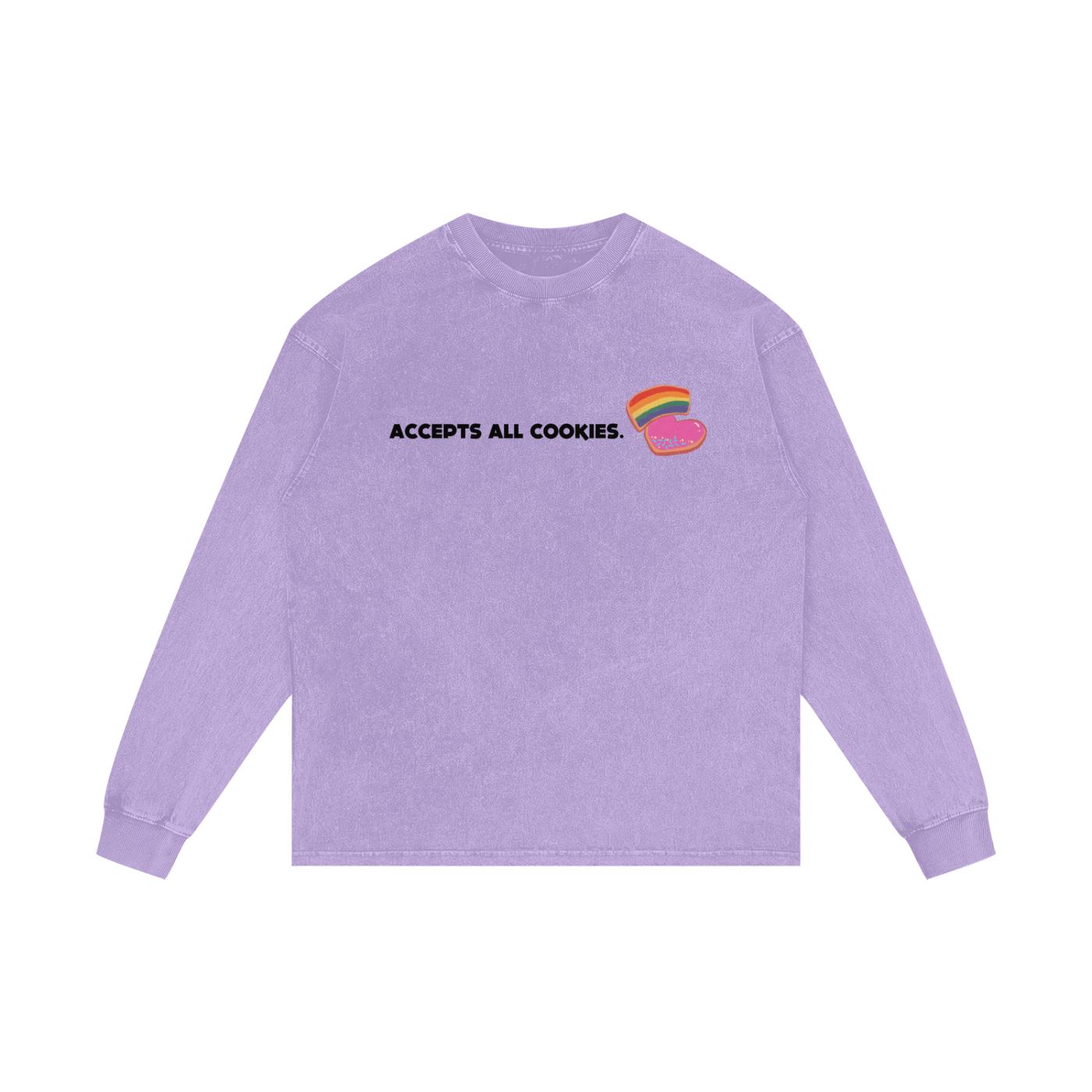 Accepts All Cookies | Acid Wash Oversize Long Sleeve T-Shirt