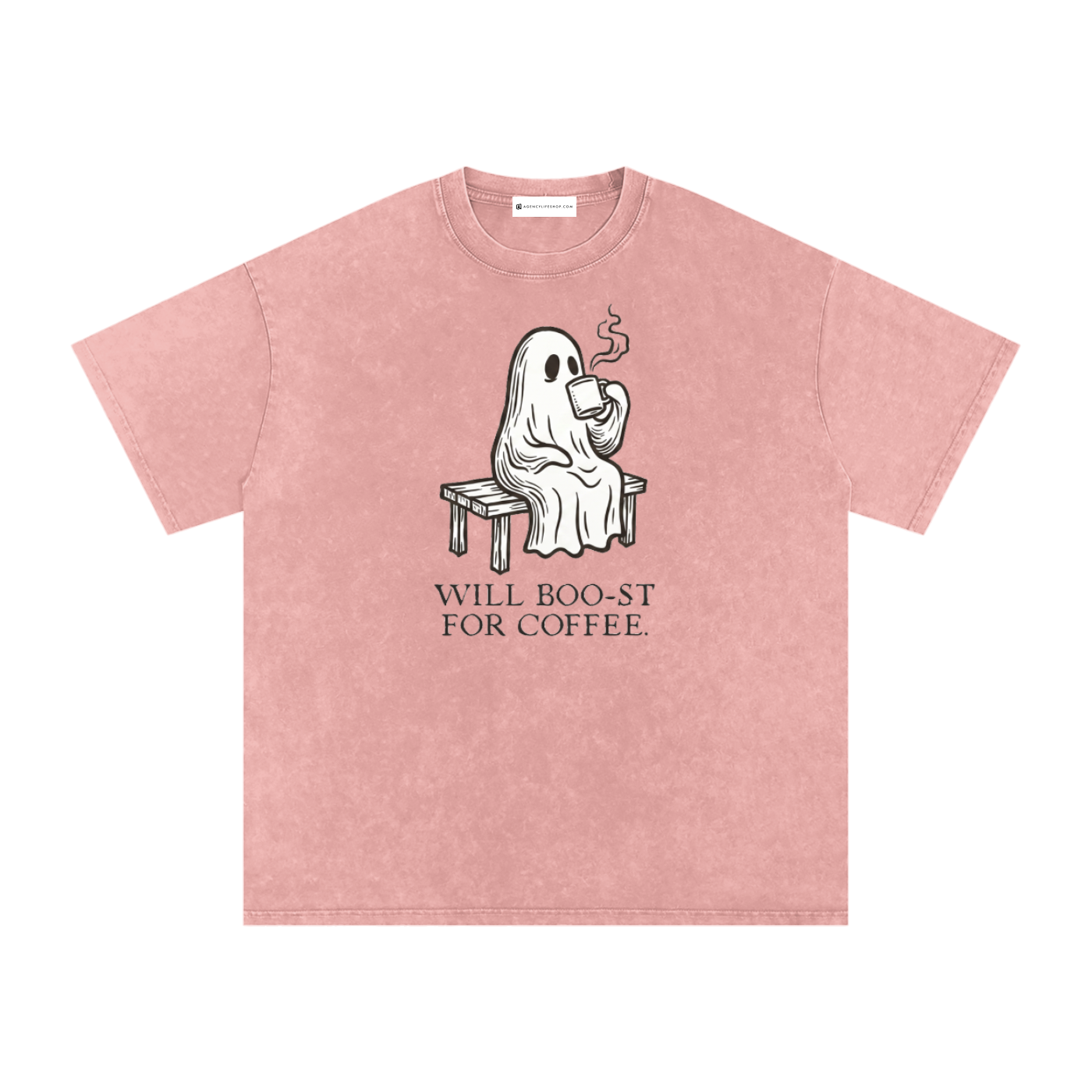 Will Boo-st for Coffee | Snow Washed Oversized Cotton T-Shirt