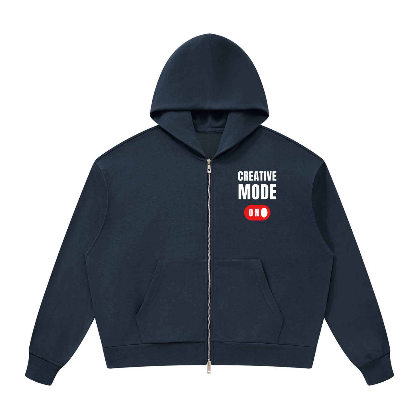 Creative Mode: On | Unisex Drop Shoulder Full Zip Hoodie