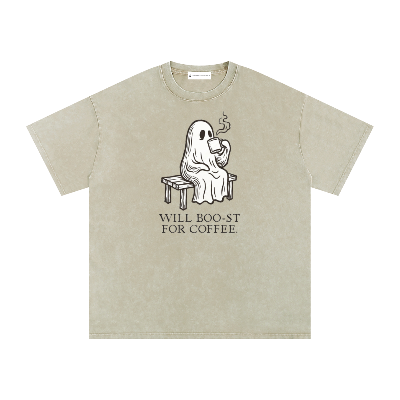 Will Boo-st for Coffee | Snow Washed Oversized Cotton T-Shirt