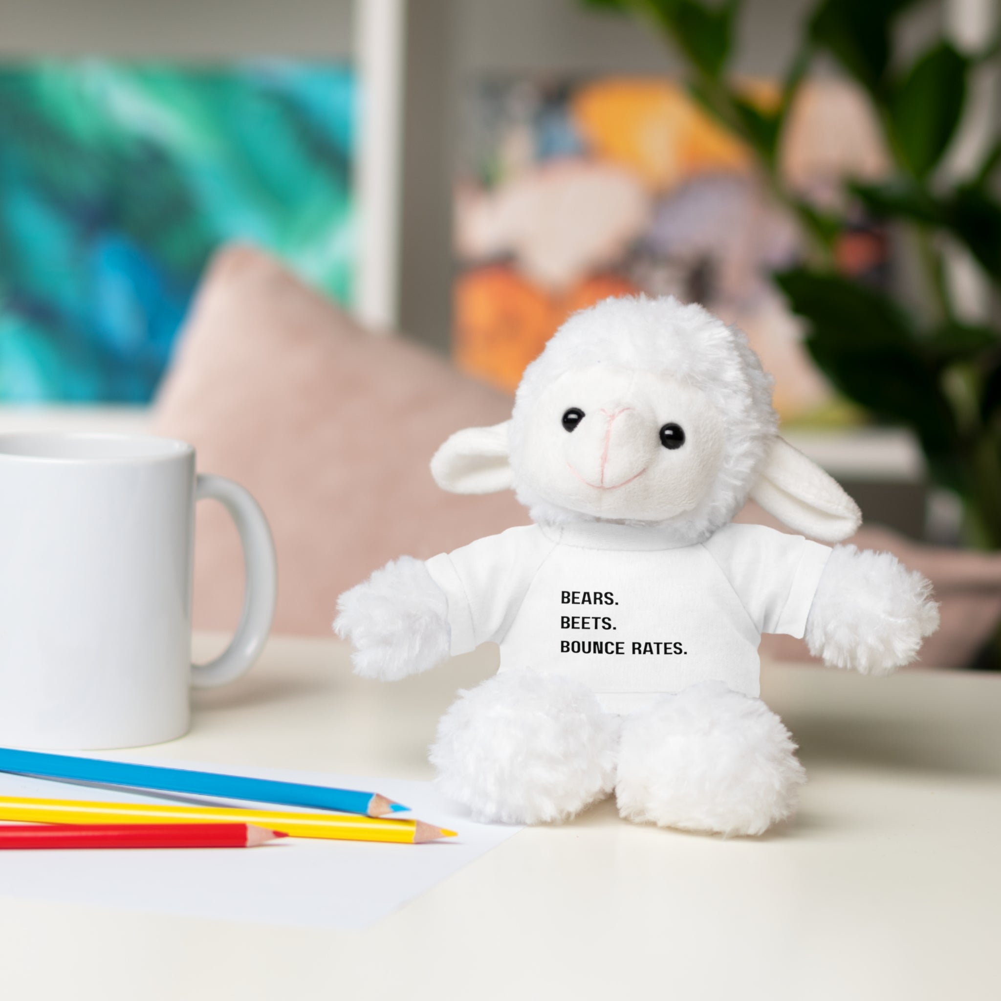 Bears. Beets. Bounce Rates. | Plush Stuffed Toy with Graphic Tee