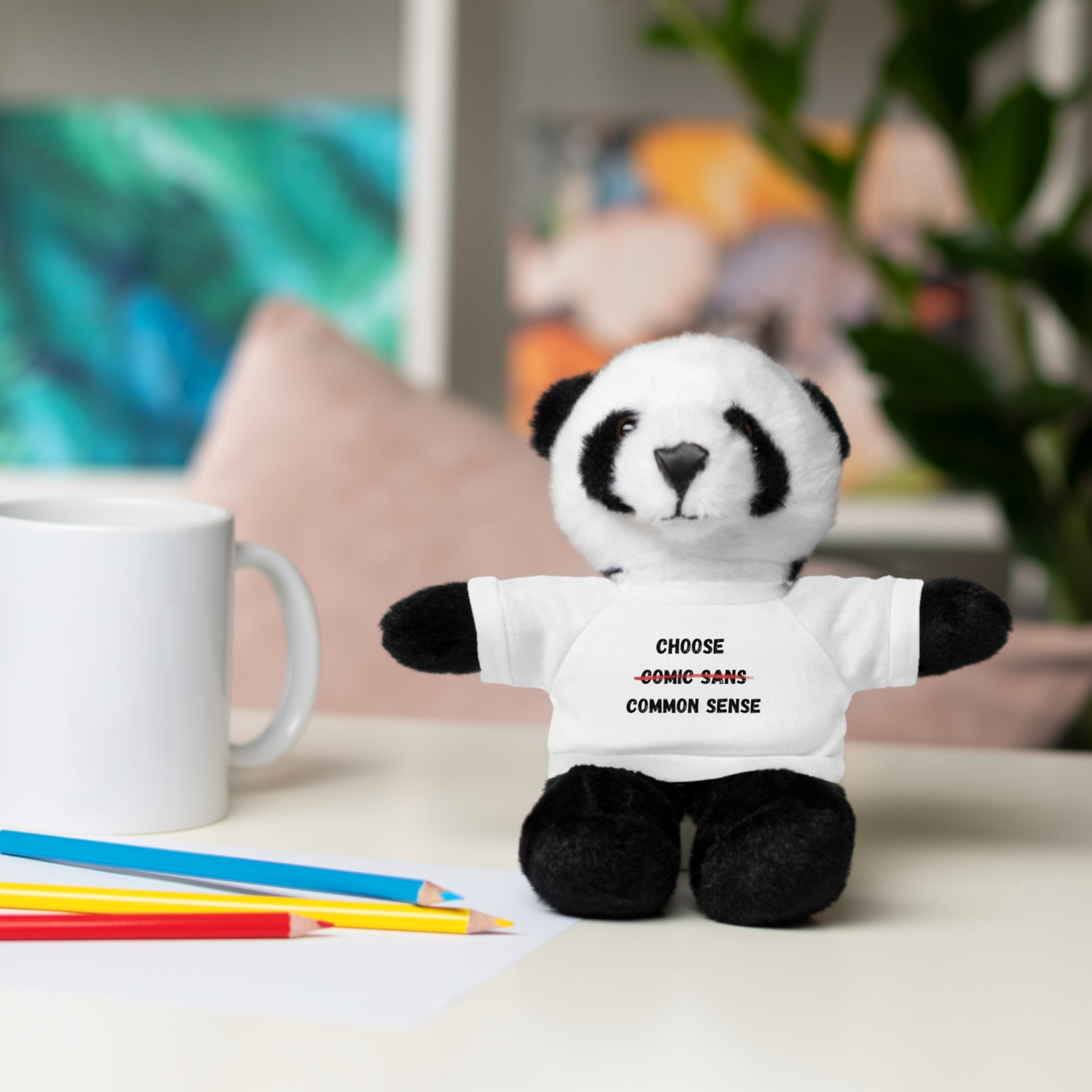 Choose Common Sense | Plush Stuffed Toy with Graphic Tee