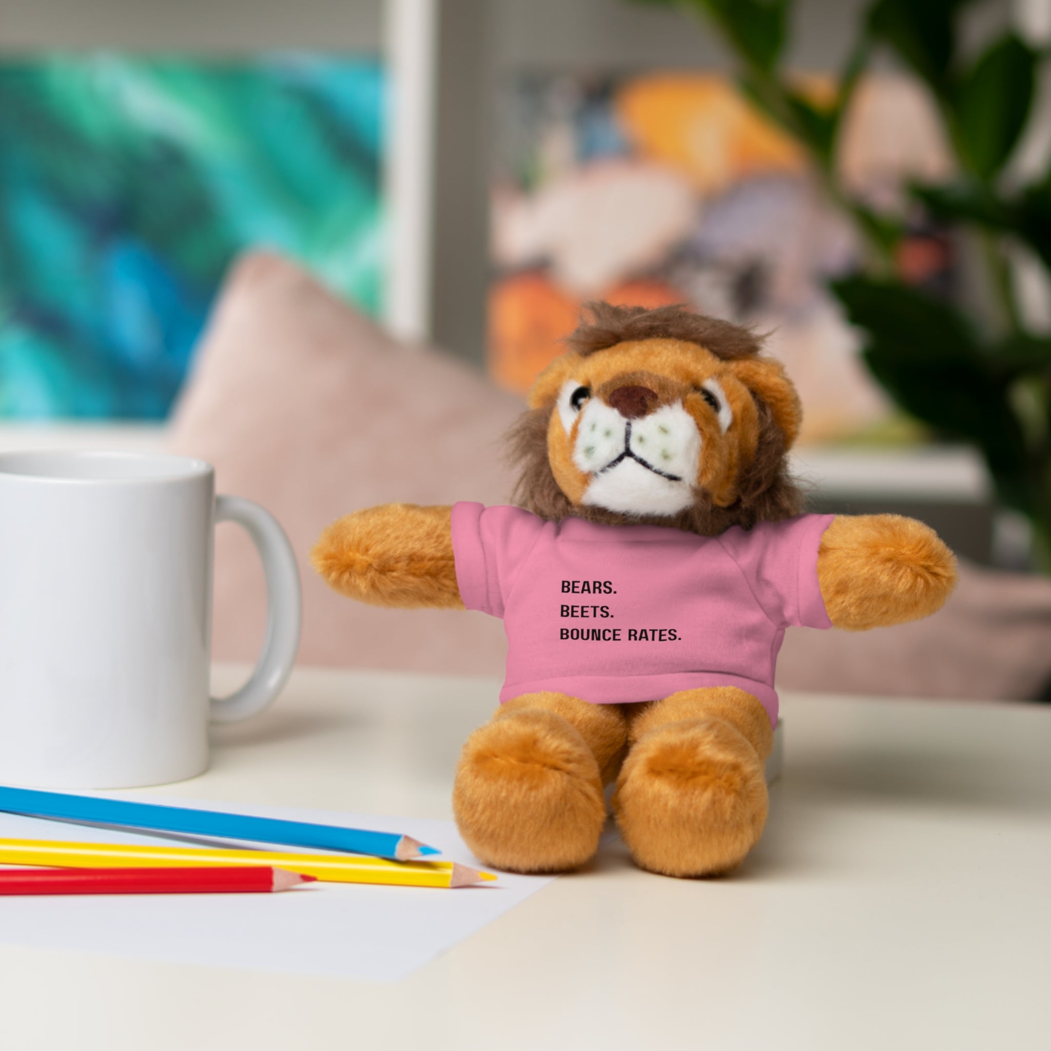 Bears. Beets. Bounce Rates. | Plush Stuffed Toy with Graphic Tee