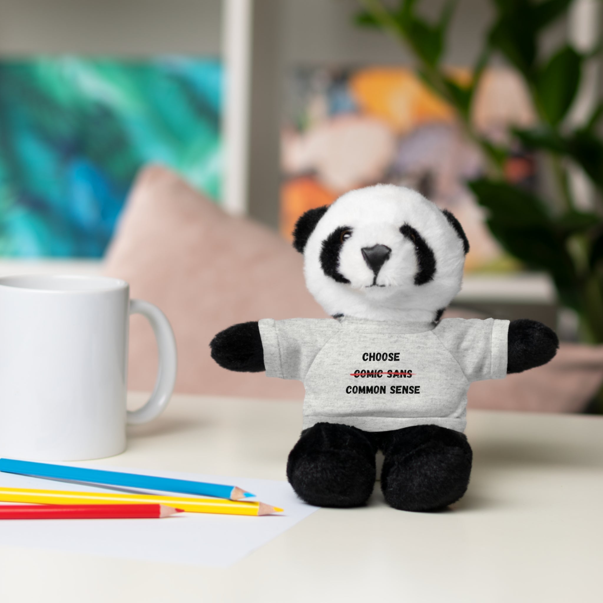 Choose Common Sense | Plush Stuffed Toy with Graphic Tee