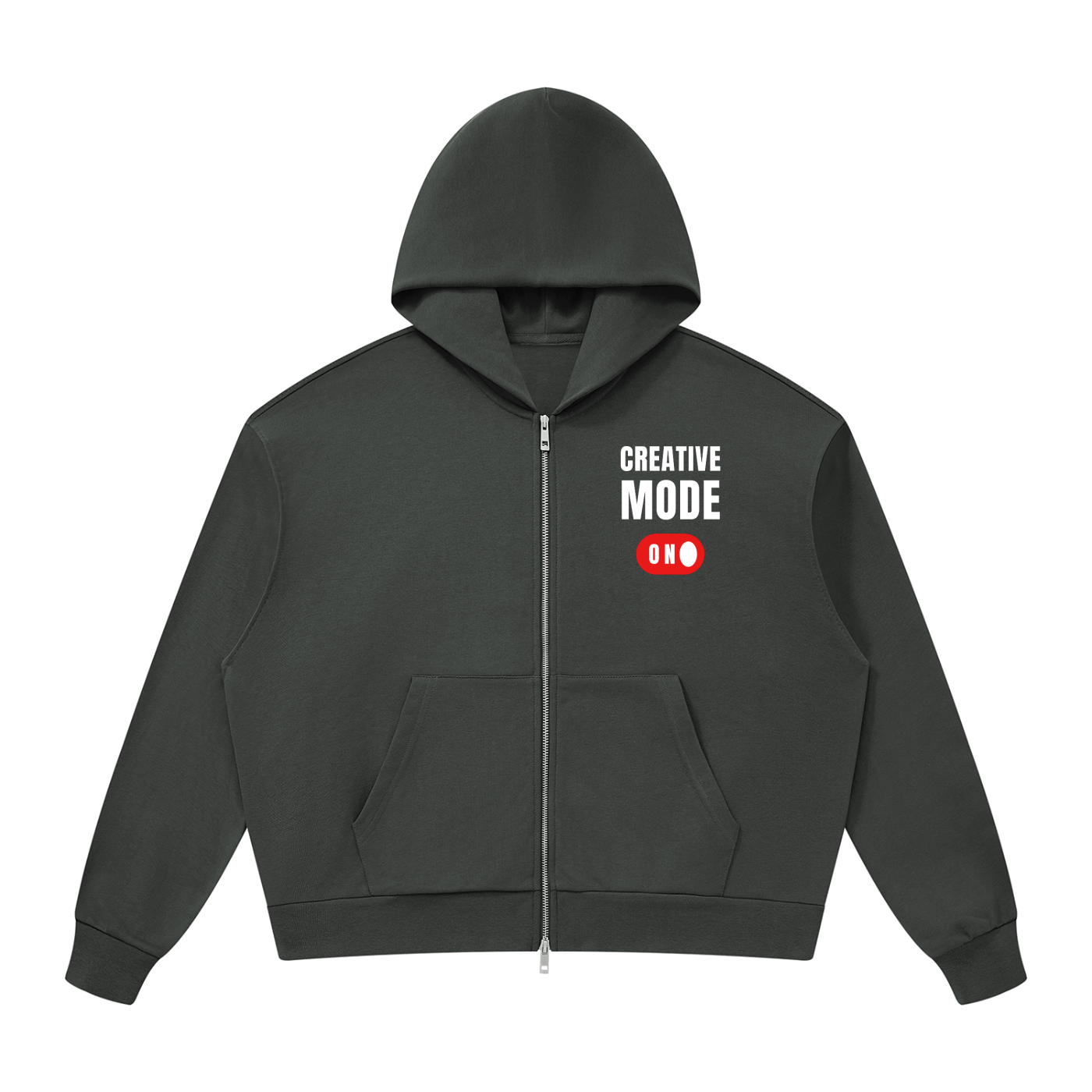 Creative Mode: On | Unisex Drop Shoulder Full Zip Hoodie