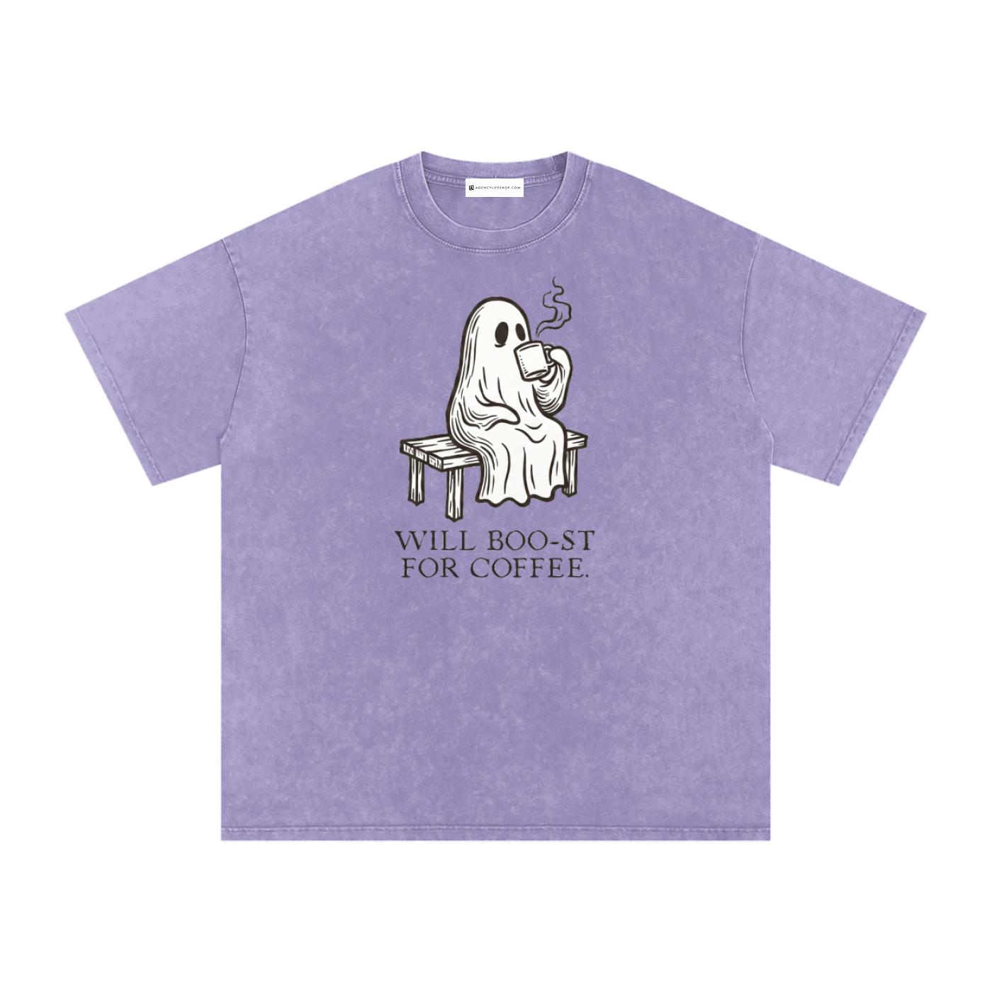 Will Boo-st for Coffee | Snow Washed Oversized Cotton T-Shirt