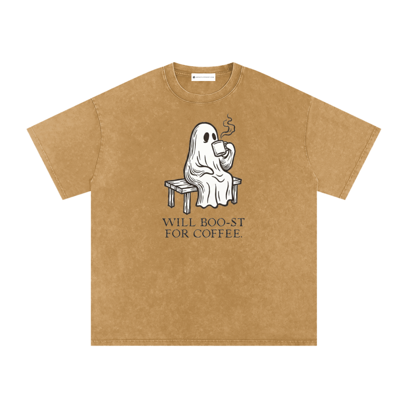 Will Boo-st for Coffee | Snow Washed Oversized Cotton T-Shirt