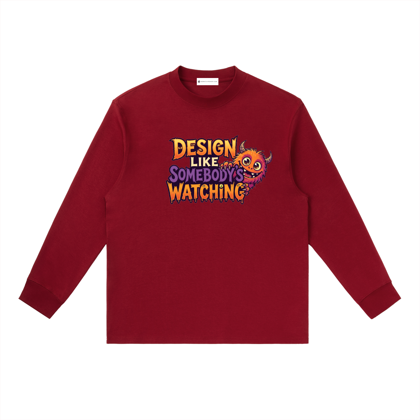 Design Like Somebody's Watching | Essential Crewneck Long-Sleeve T-Shirt