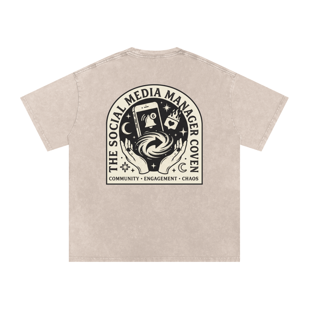 The Social Media Marketing Coven | Snow Washed Oversized Cotton T-Shirt