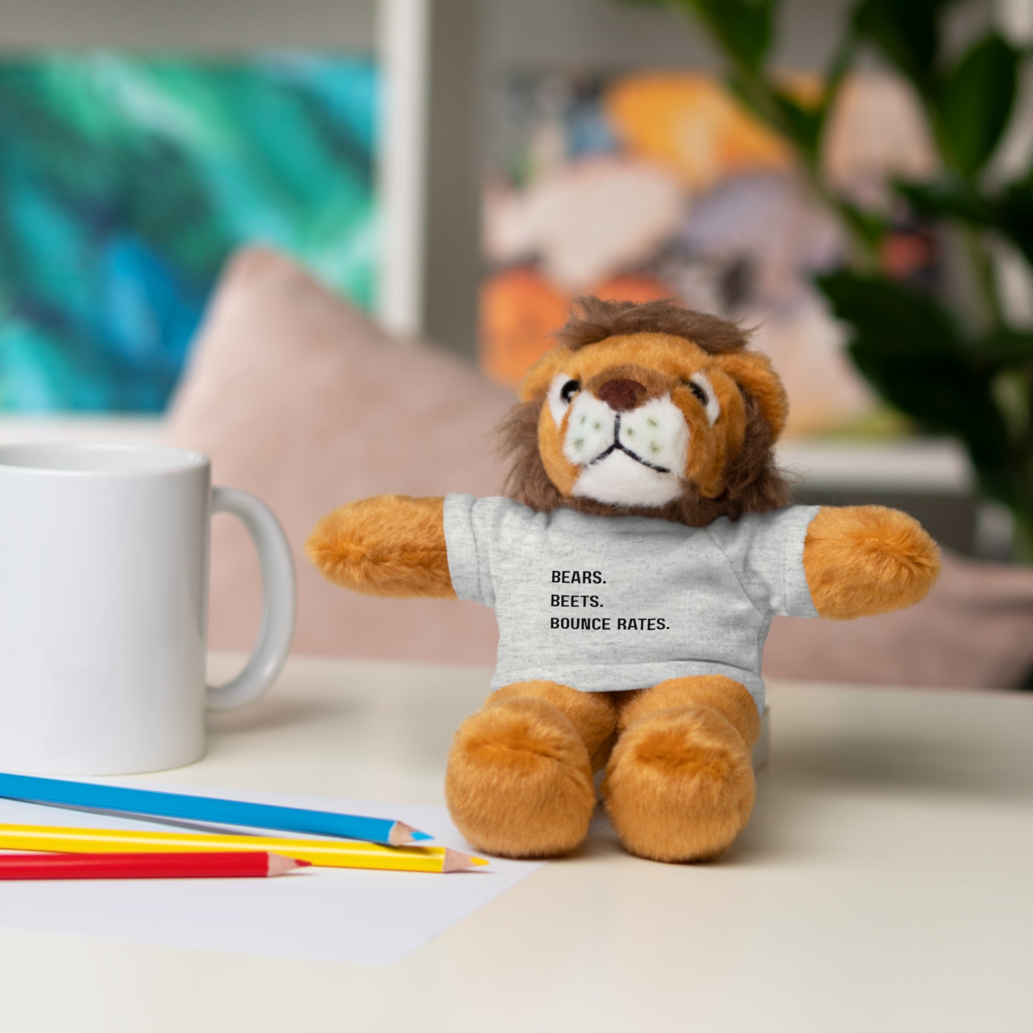 Bears. Beets. Bounce Rates. | Plush Stuffed Toy with Graphic Tee