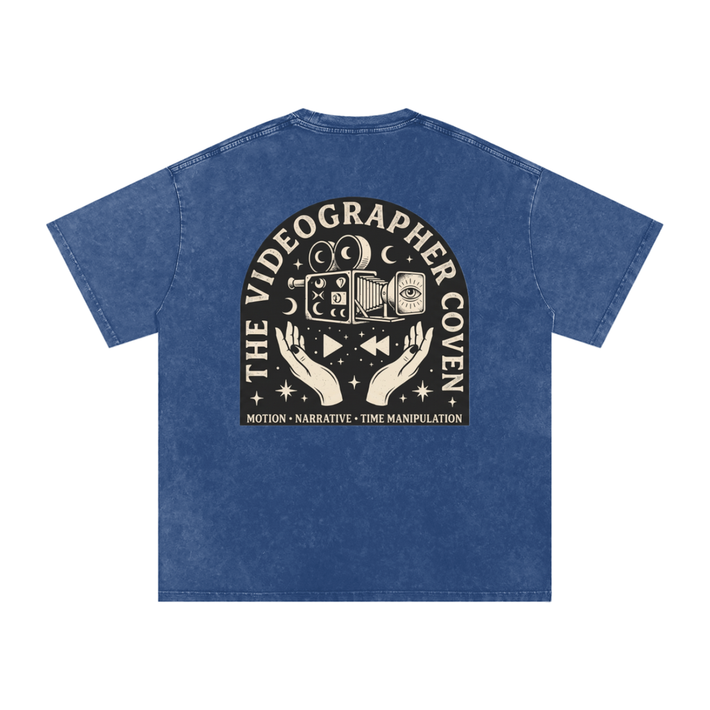 The Videographer Coven | Snow Washed Oversized Cotton T-Shirt