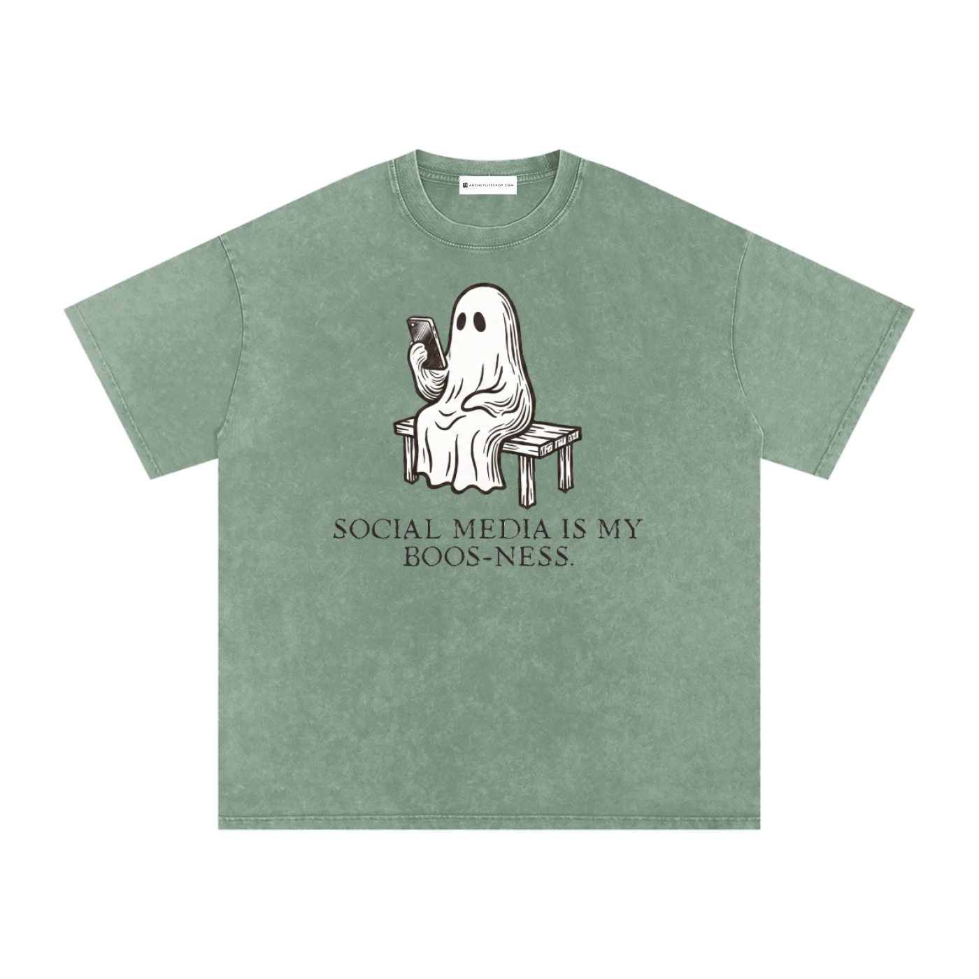Social Media is My Boos-ness | Snow Washed Oversized Cotton T-Shirt