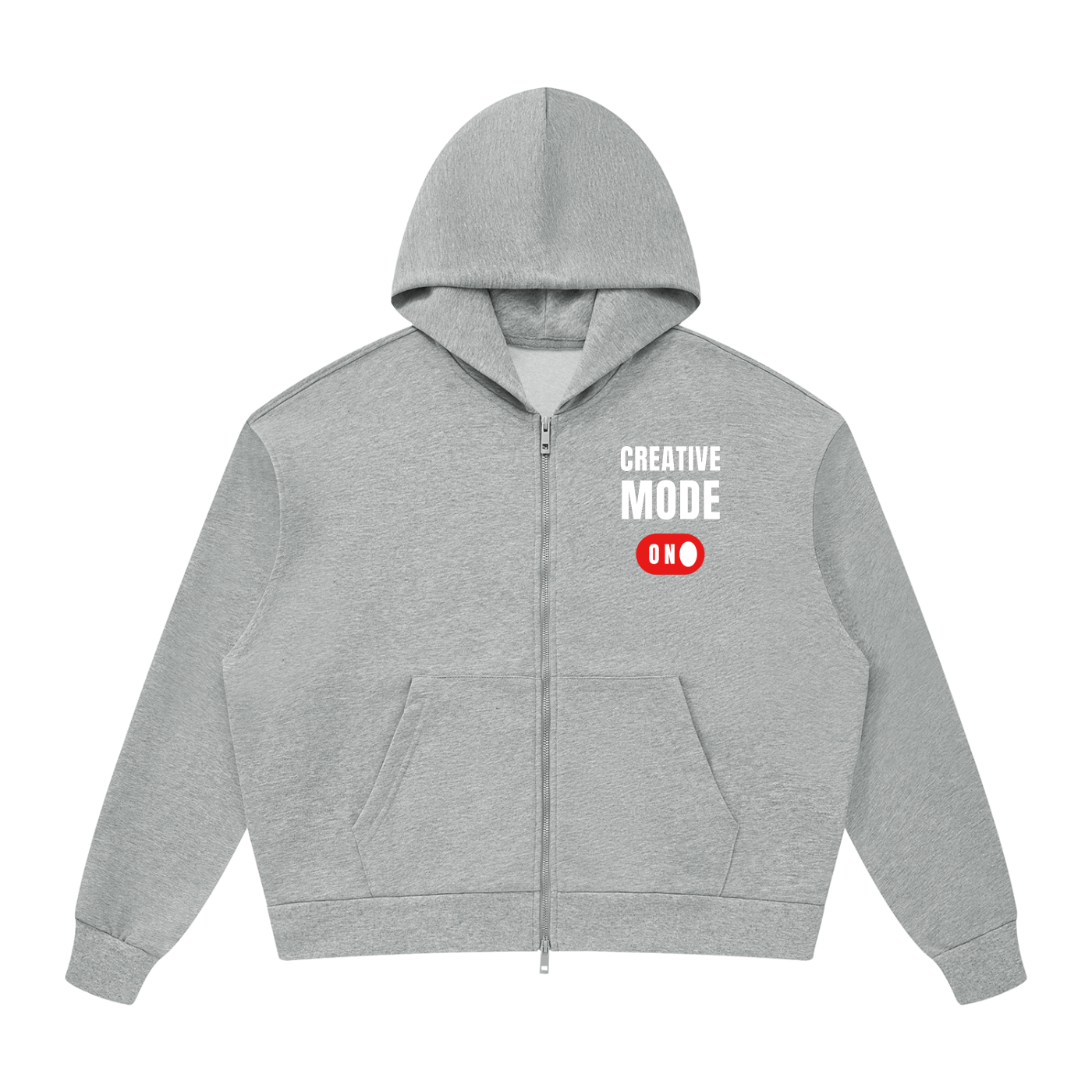Creative Mode: On | Unisex Drop Shoulder Full Zip Hoodie