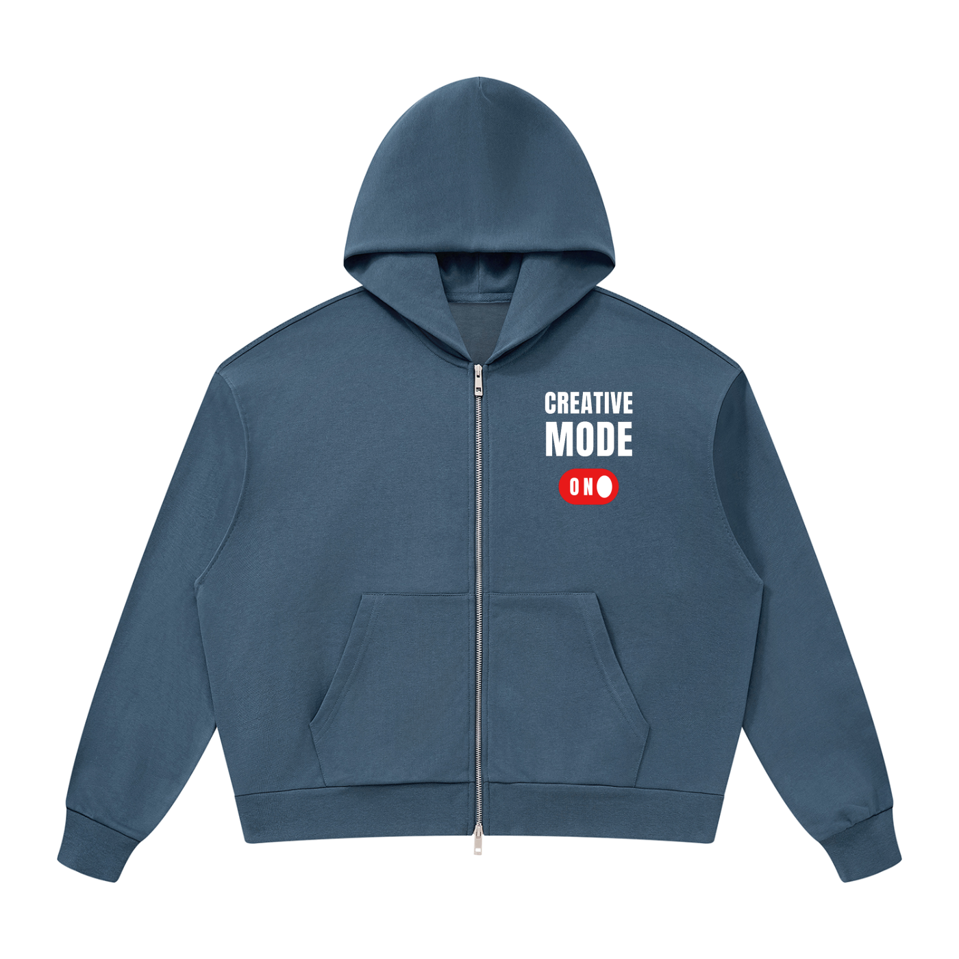 Creative Mode: On | Unisex Drop Shoulder Full Zip Hoodie