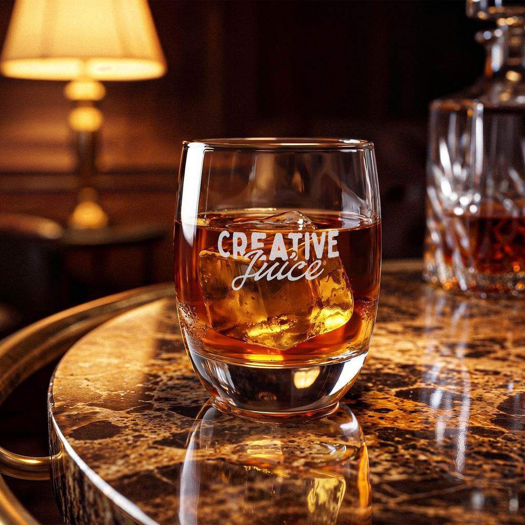 Engraved 'Creative Juice' Whiskey Glass - 6oz Stemless Rocks Glass