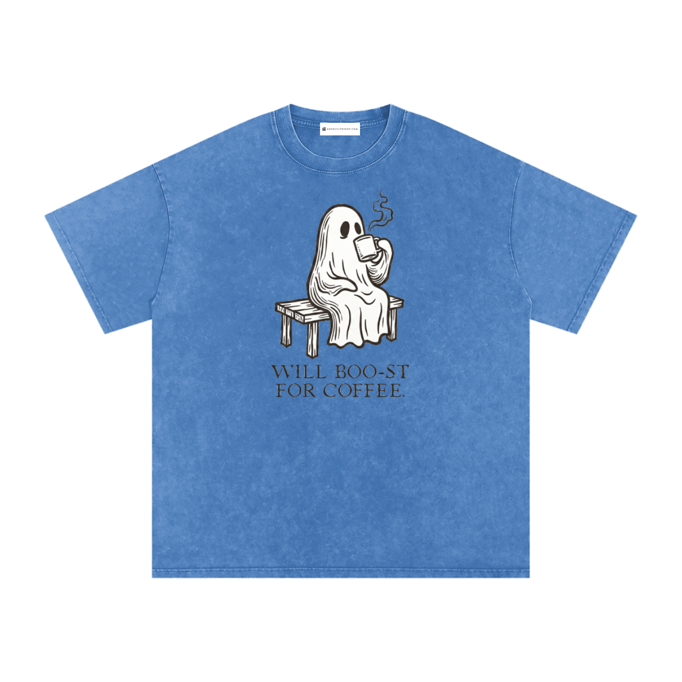 Will Boo-st for Coffee | Snow Washed Oversized Cotton T-Shirt