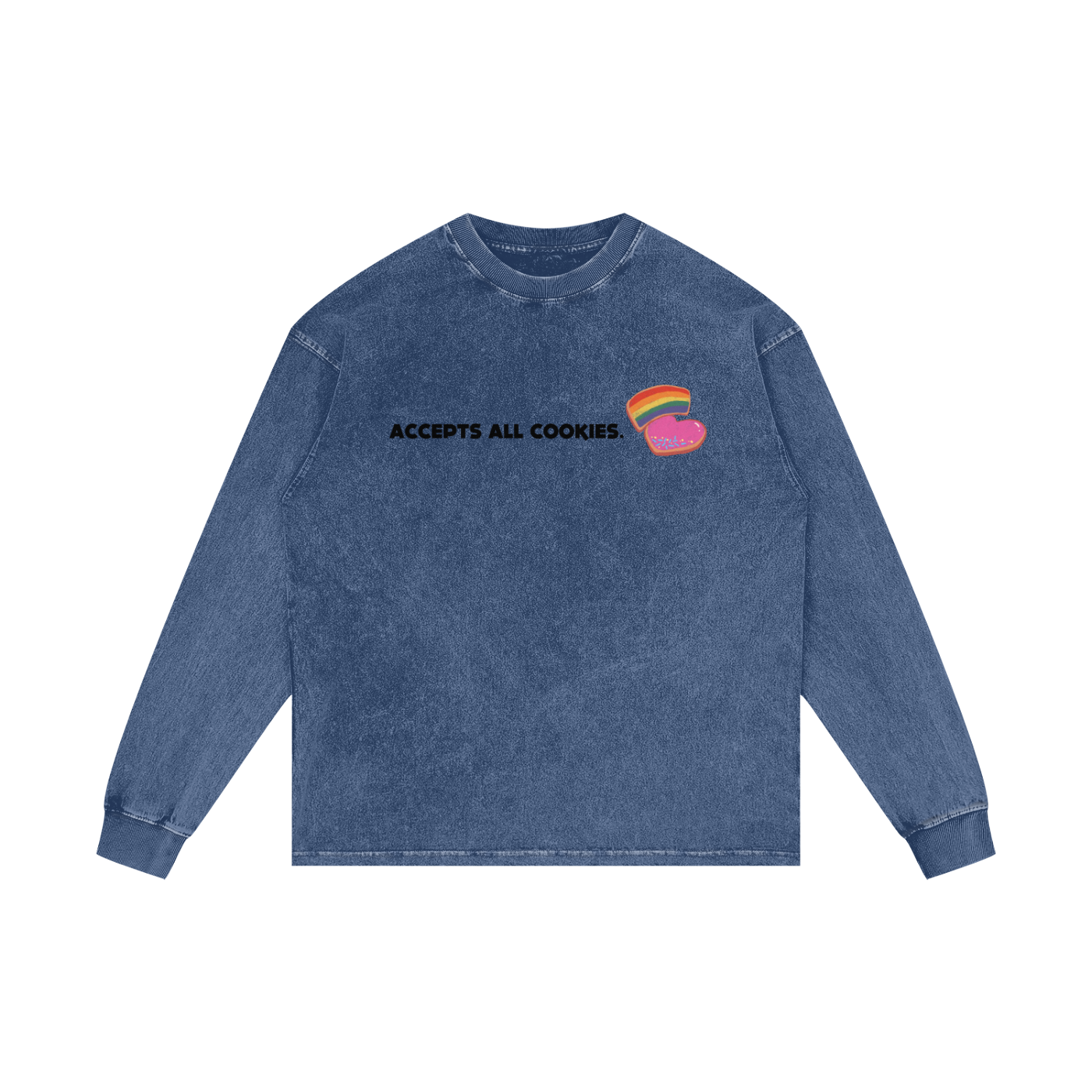 Accepts All Cookies | Acid Wash Oversize Long Sleeve T-Shirt