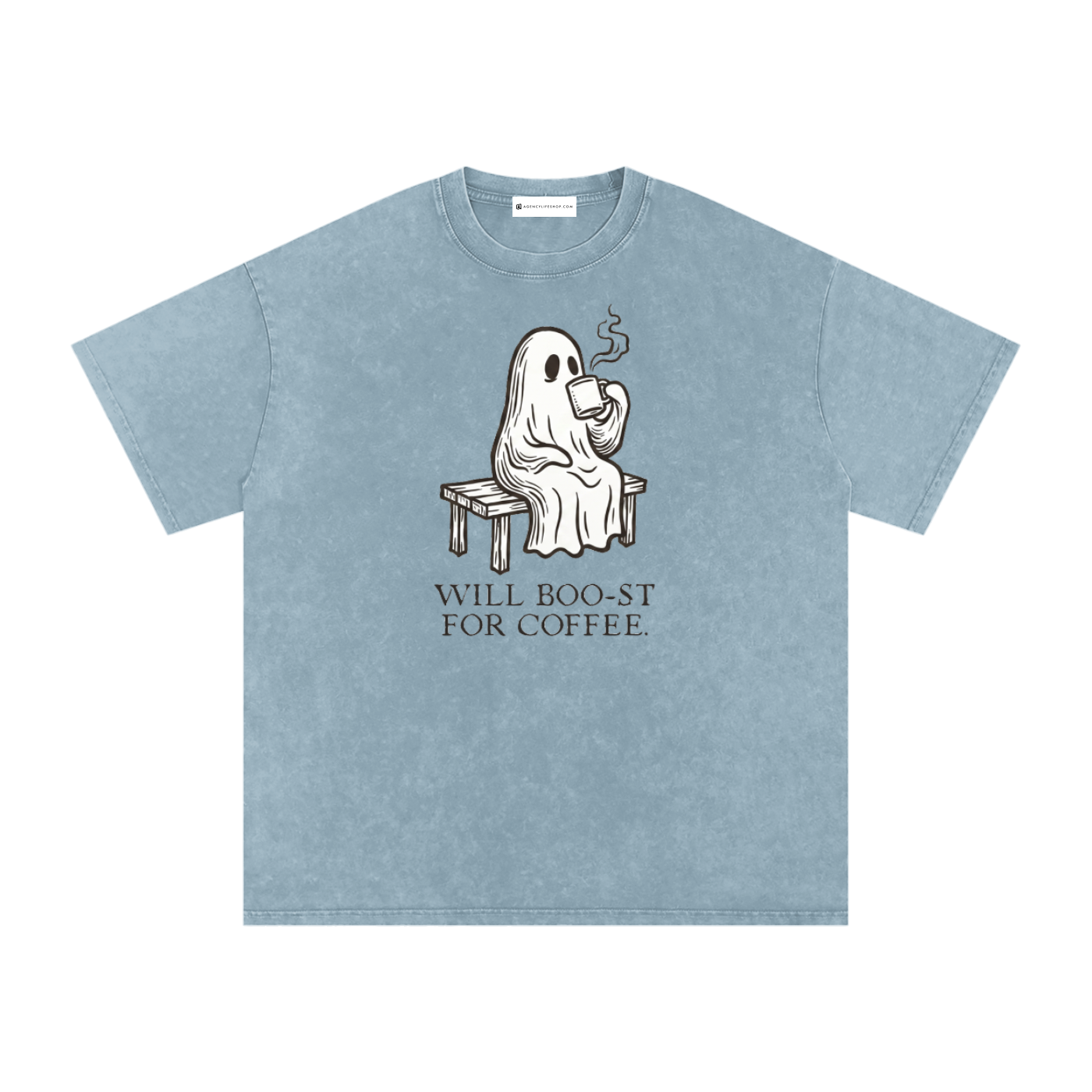 Will Boo-st for Coffee | Snow Washed Oversized Cotton T-Shirt
