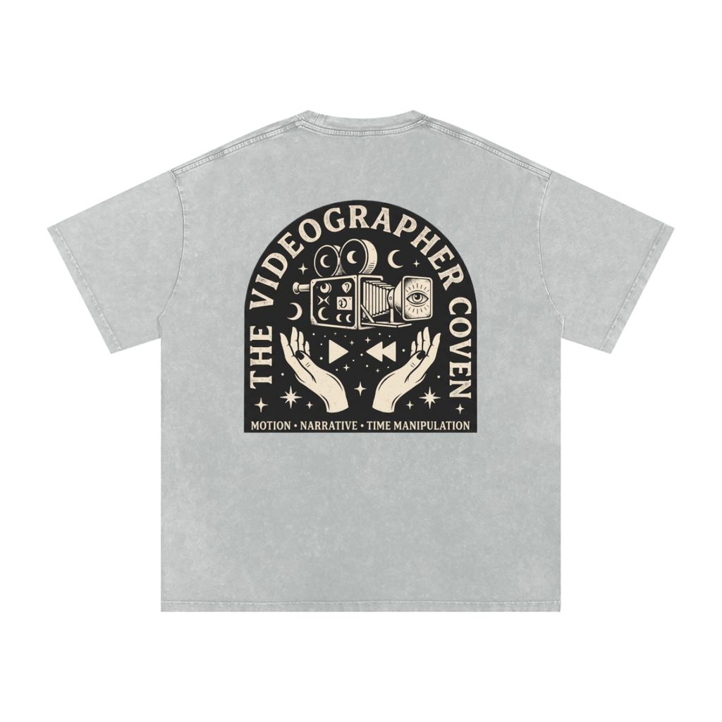 The Videographer Coven | Snow Washed Oversized Cotton T-Shirt