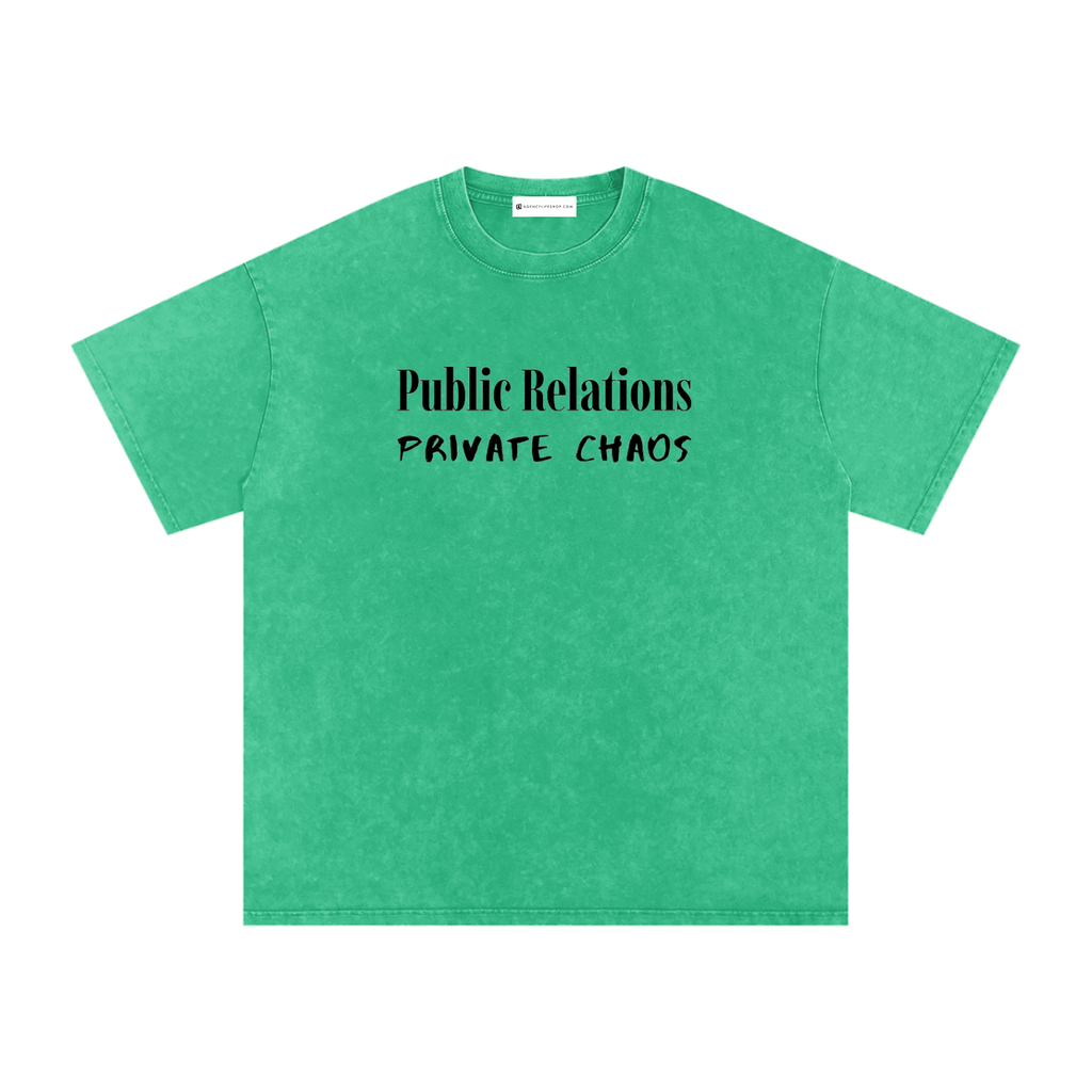 Public Relations, Private Chaos | Snow Washed Oversized Cotton T-Shirt