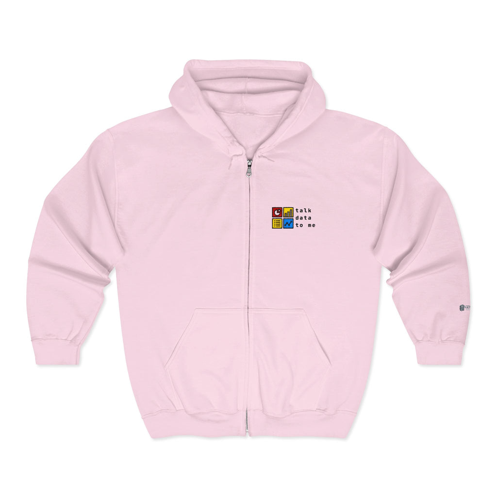 Talk Data To Me  | Retro Zip Embroidered Hoodie