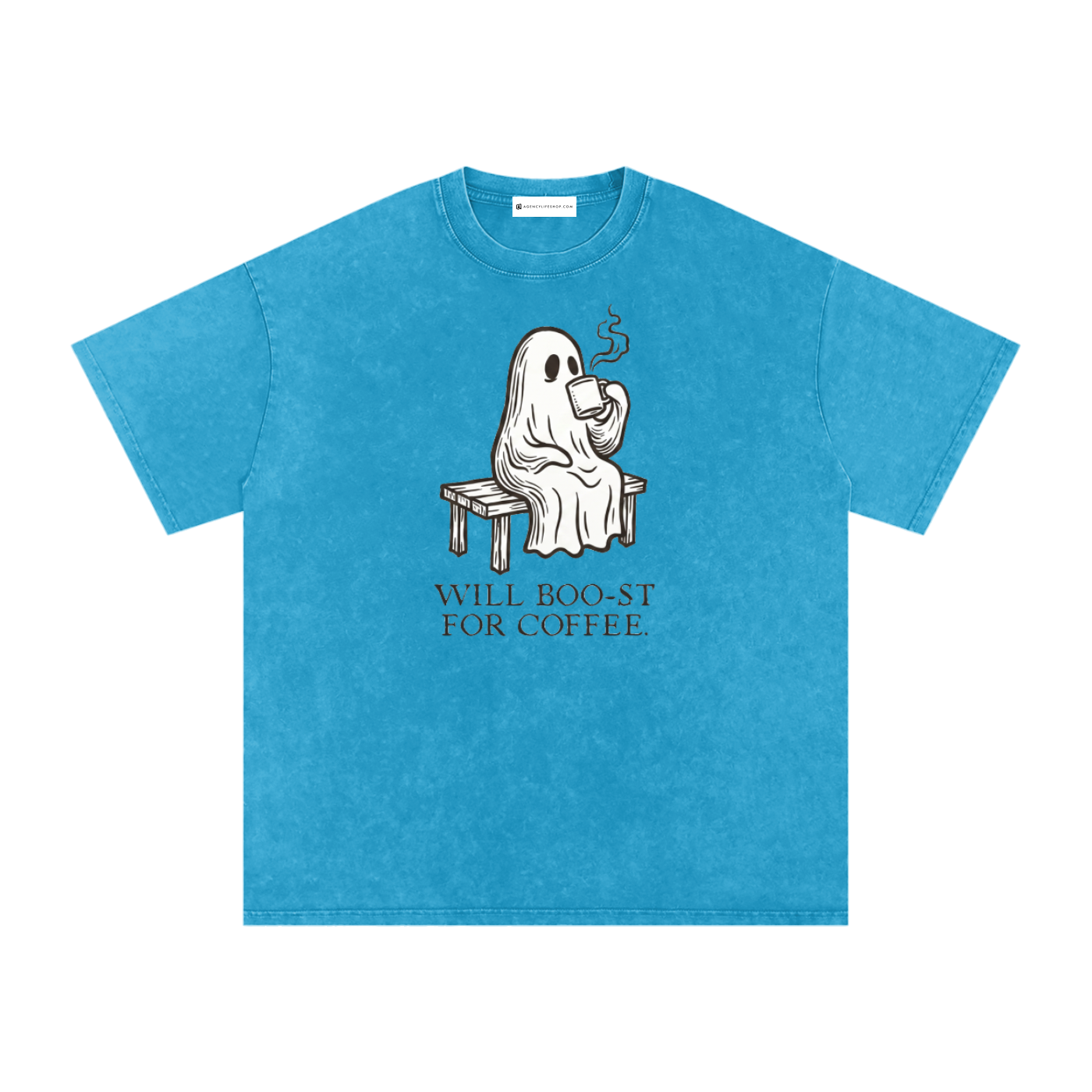 Will Boo-st for Coffee | Snow Washed Oversized Cotton T-Shirt