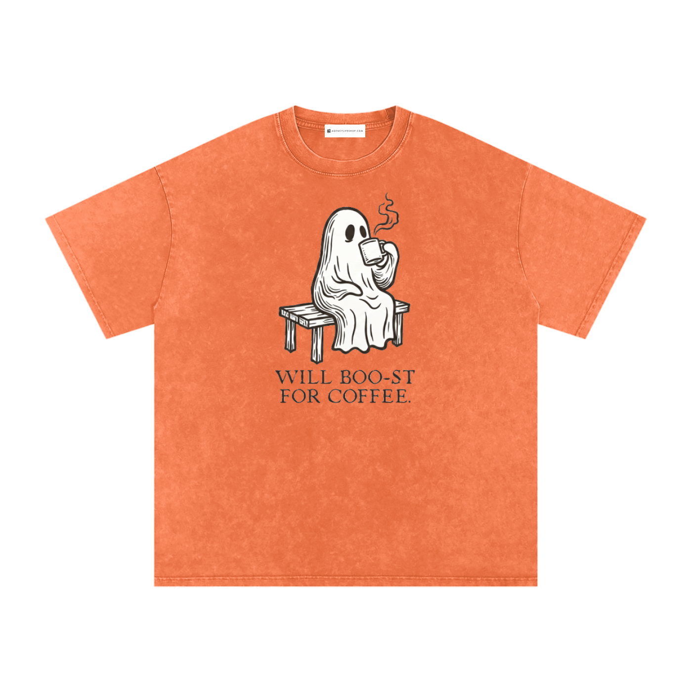 Will Boo-st for Coffee | Snow Washed Oversized Cotton T-Shirt
