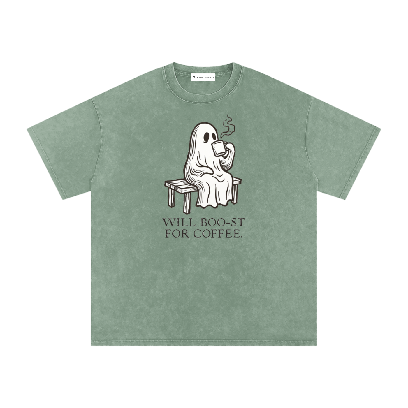 Will Boo-st for Coffee | Snow Washed Oversized Cotton T-Shirt
