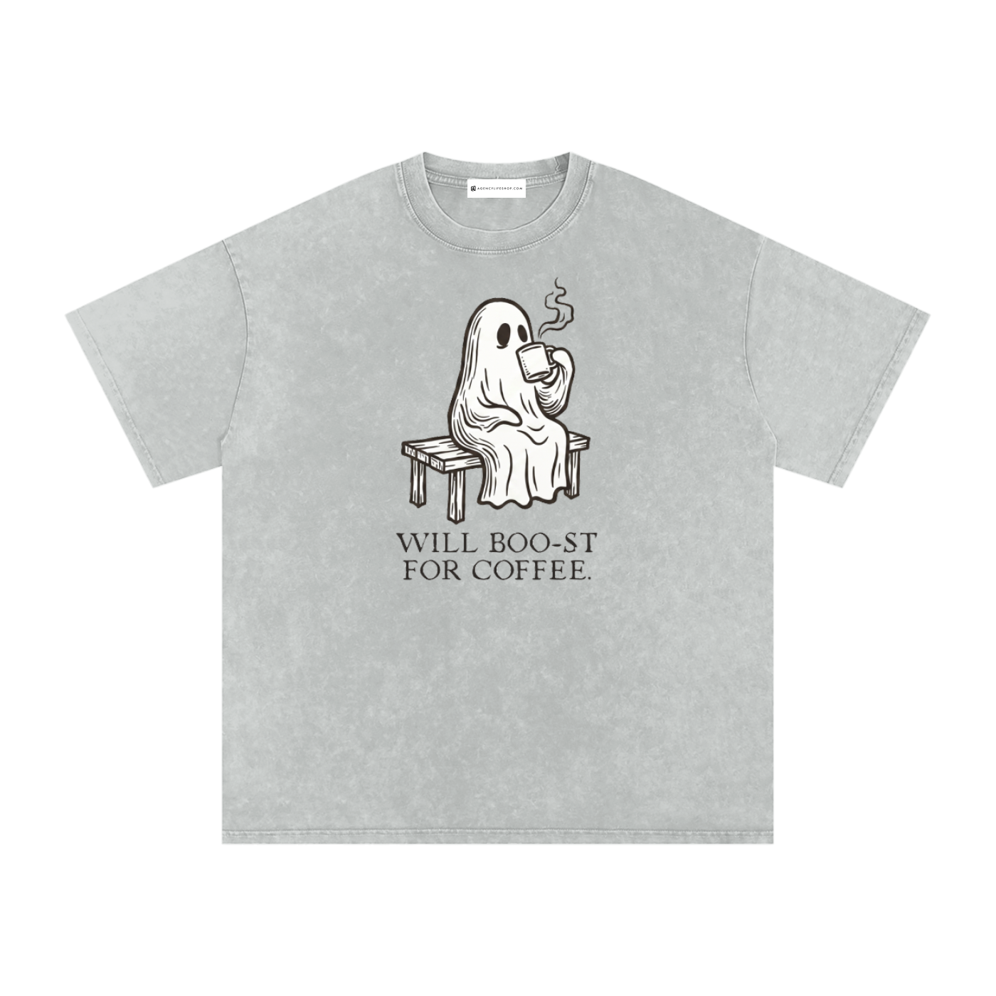 Will Boo-st for Coffee | Snow Washed Oversized Cotton T-Shirt