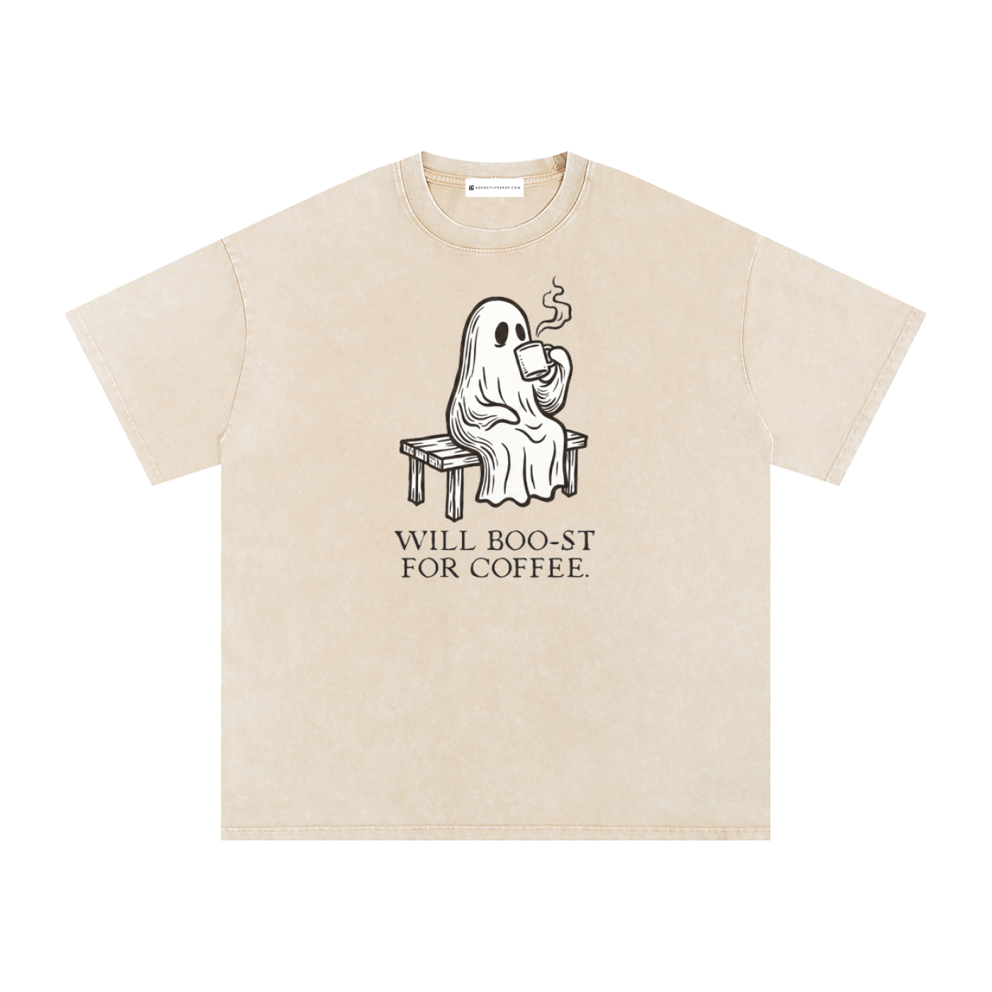 Will Boo-st for Coffee | Snow Washed Oversized Cotton T-Shirt
