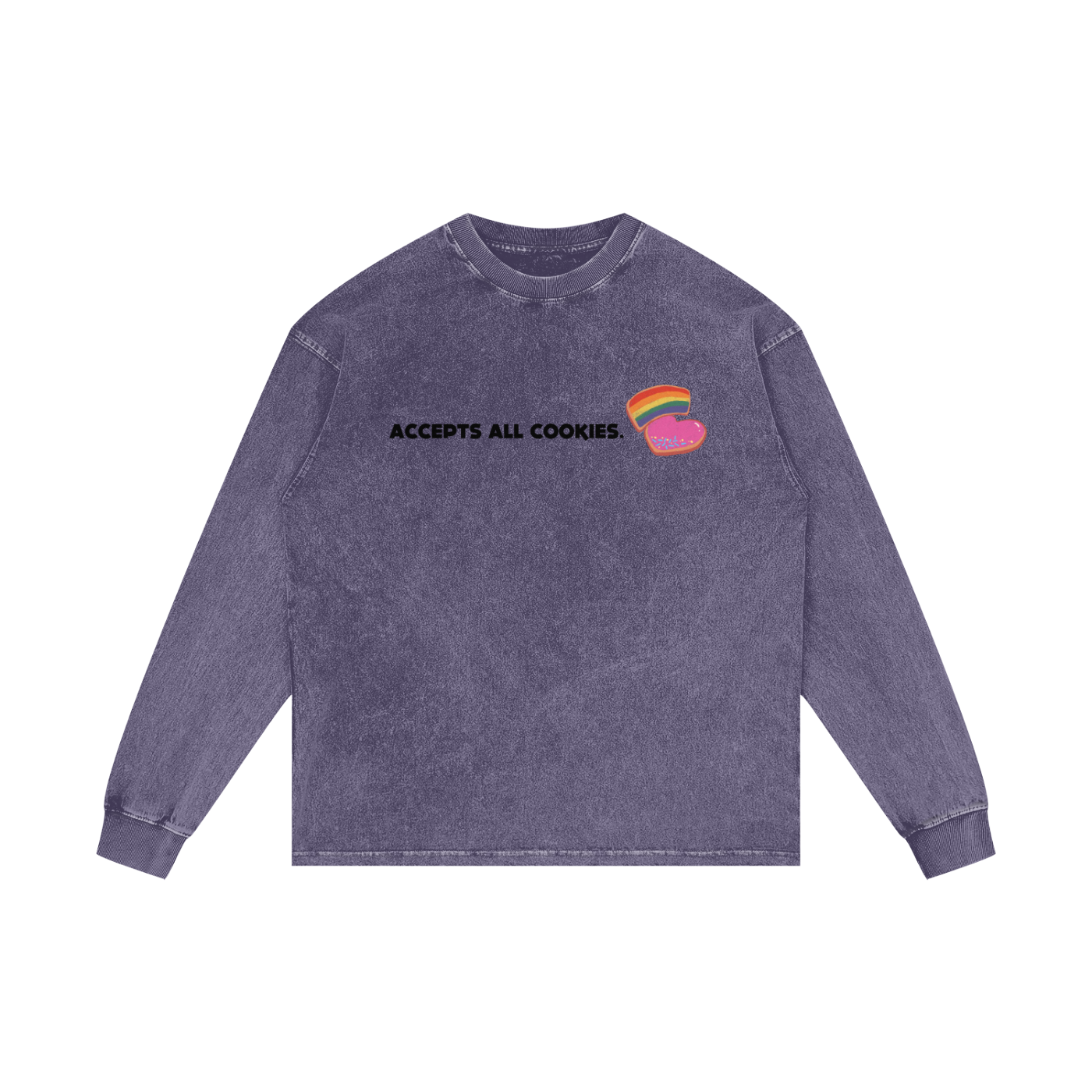 Accepts All Cookies | Acid Wash Oversize Long Sleeve T-Shirt
