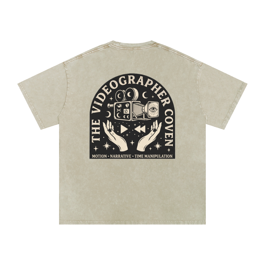 The Videographer Coven | Snow Washed Oversized Cotton T-Shirt