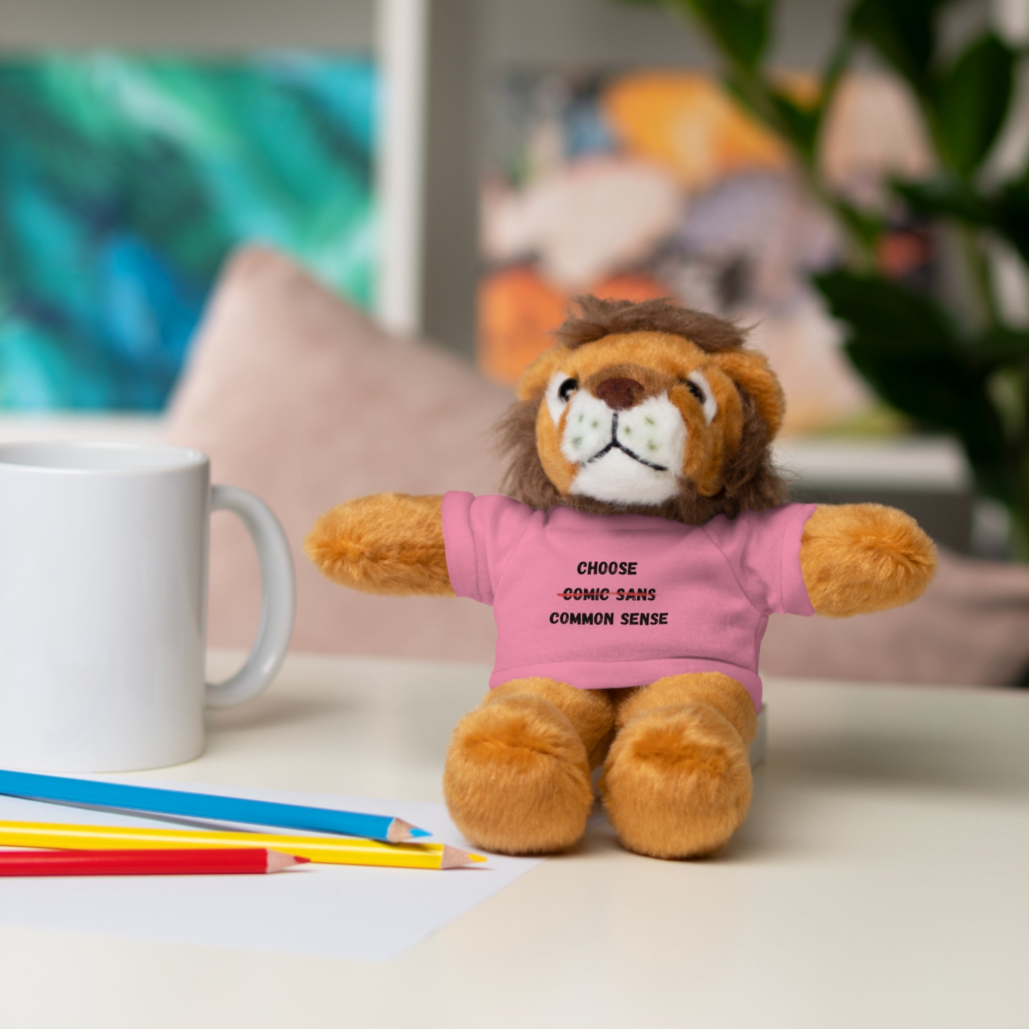 Choose Common Sense | Plush Stuffed Toy with Graphic Tee