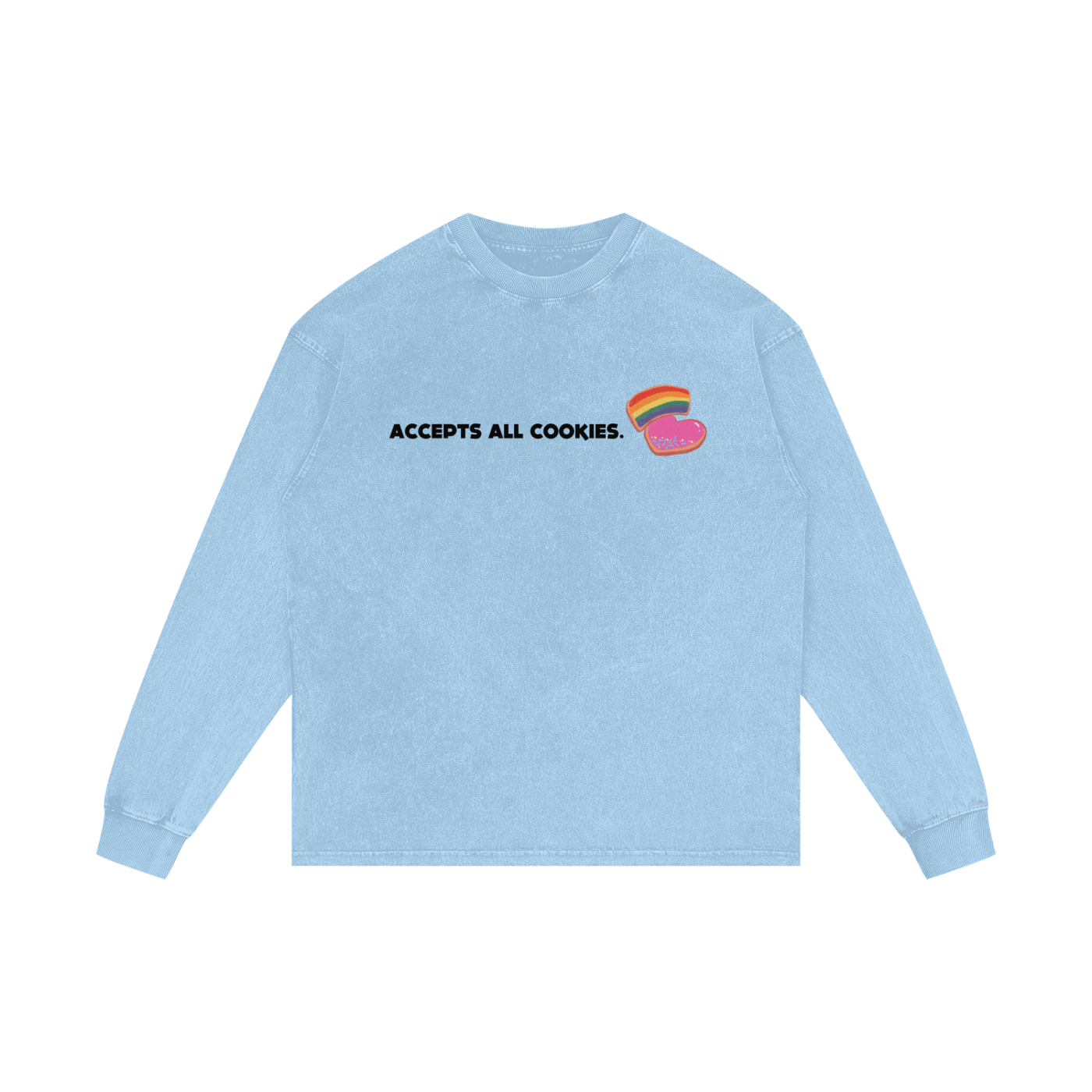 Accepts All Cookies | Acid Wash Oversize Long Sleeve T-Shirt