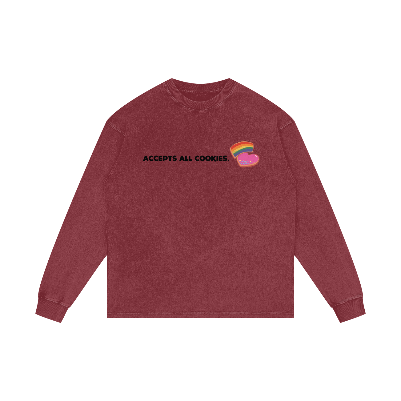 Accepts All Cookies | Acid Wash Oversize Long Sleeve T-Shirt