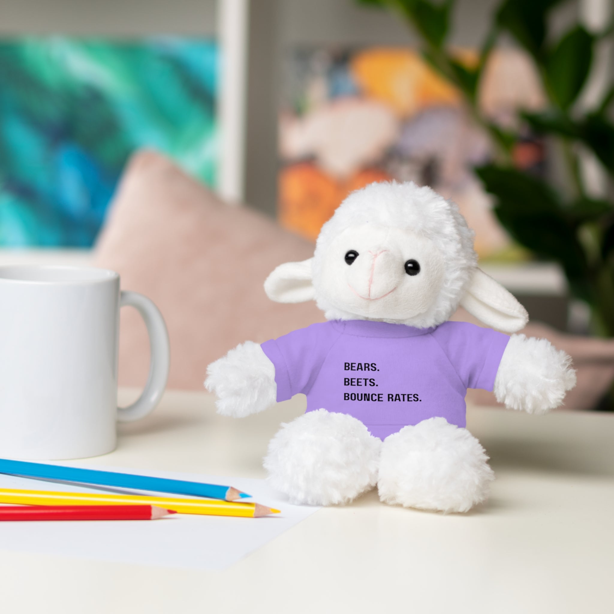 Bears. Beets. Bounce Rates. | Plush Stuffed Toy with Graphic Tee
