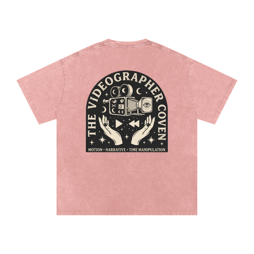 The Videographer Coven | Snow Washed Oversized Cotton T-Shirt