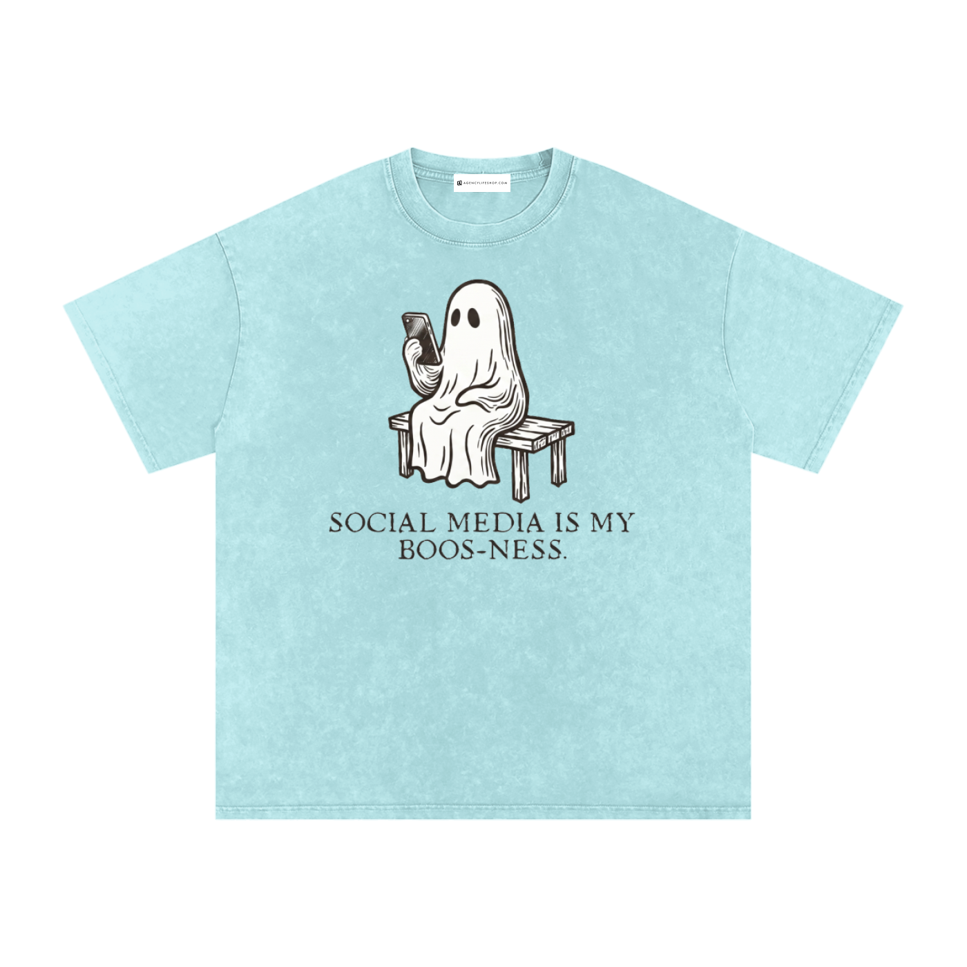 Social Media is My Boos-ness | Snow Washed Oversized Cotton T-Shirt