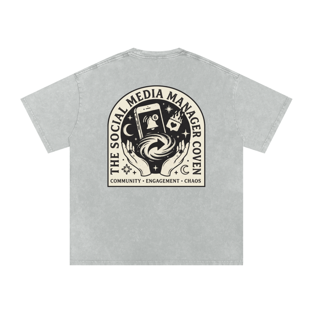 The Social Media Marketing Coven | Snow Washed Oversized Cotton T-Shirt