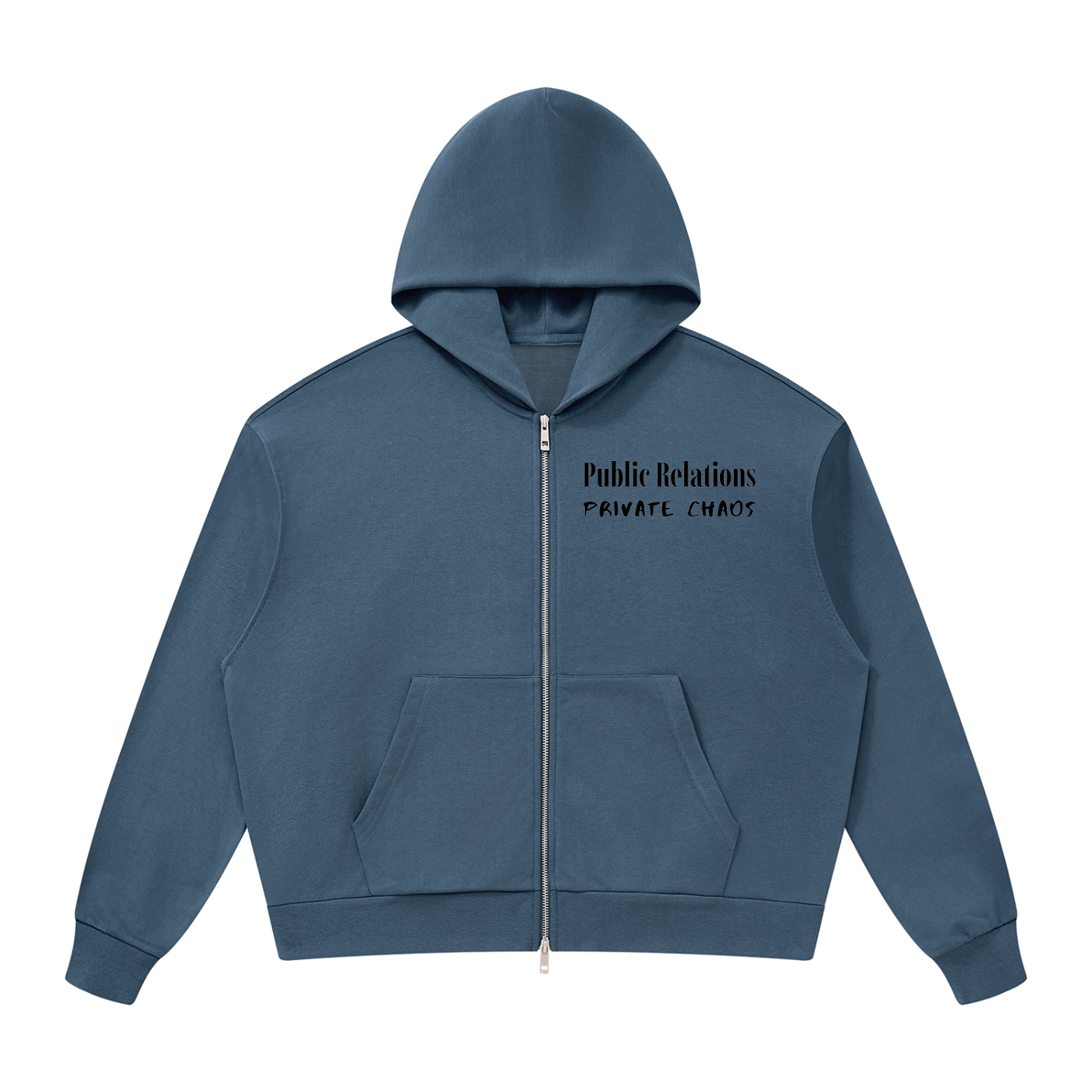 Public Relations, Private Chaos | Unisex Drop Shoulder Full Zip Hoodie