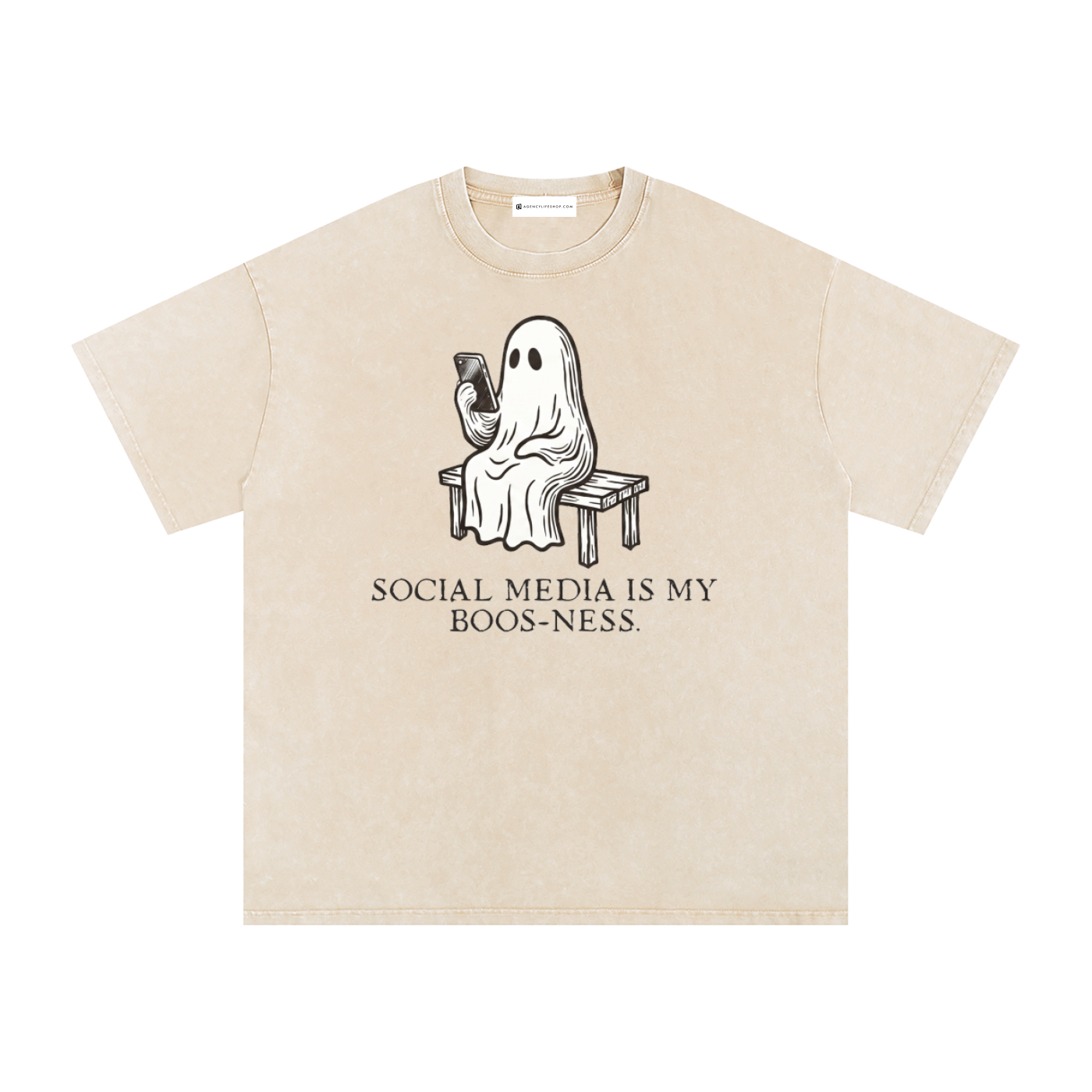 Social Media is My Boos-ness | Snow Washed Oversized Cotton T-Shirt