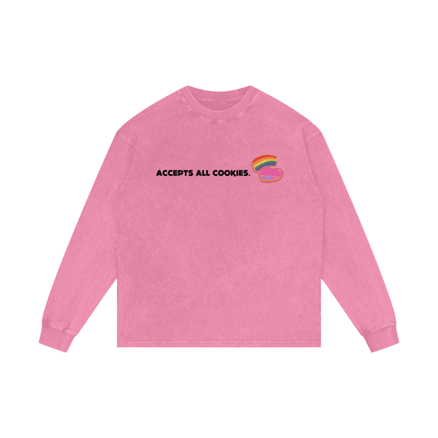 Accepts All Cookies | Acid Wash Oversize Long Sleeve T-Shirt