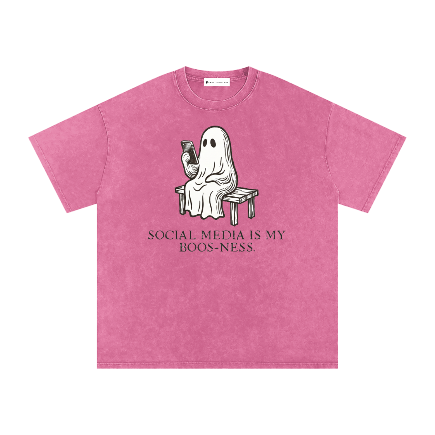 Social Media is My Boos-ness | Snow Washed Oversized Cotton T-Shirt