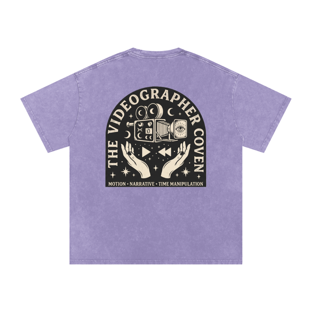 The Videographer Coven | Snow Washed Oversized Cotton T-Shirt