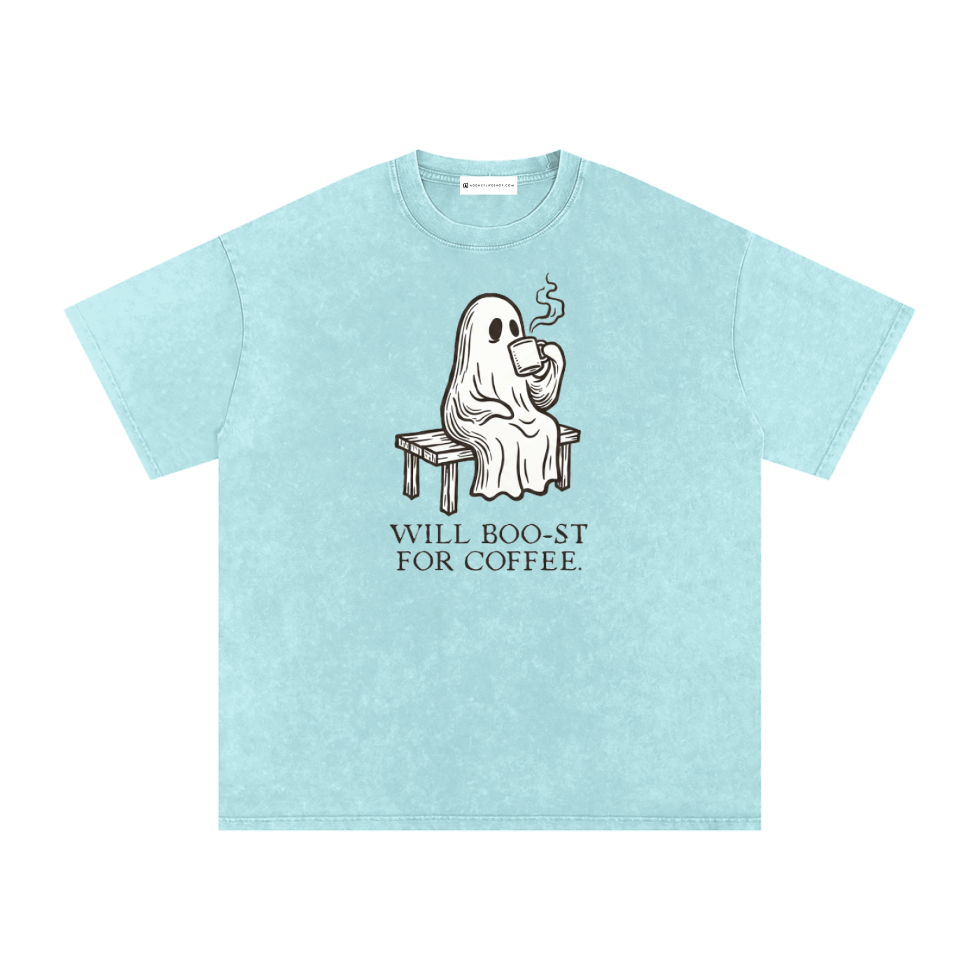 Will Boo-st for Coffee | Snow Washed Oversized Cotton T-Shirt