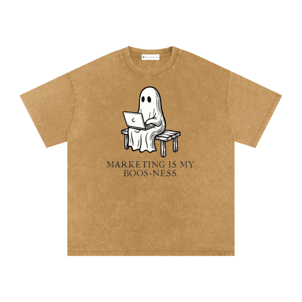Marketing is My Boos-ness | Snow Washed Oversized Cotton T-Shirt