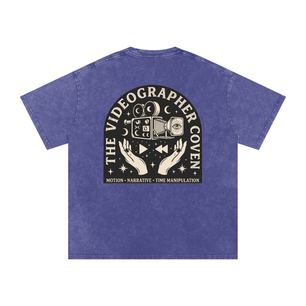 The Videographer Coven | Snow Washed Oversized Cotton T-Shirt